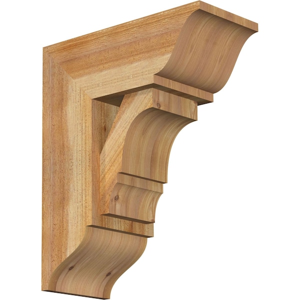 Ekena Millwork Balboa Traditional Rough Sawn Bracket w/ Offset Brace, Western Red Cedar, 8"W x 18"D x 22"H BKT0806X18X22BOA01RWR - main